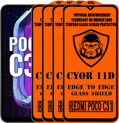 CYOR Edge To Edge Tempered Glass for REDMI POCO C31(Pack of 4)