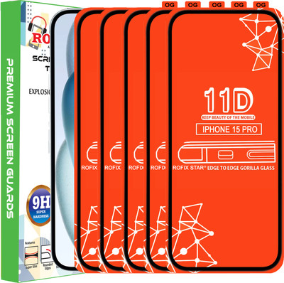 Rofix star Edge To Edge Tempered Glass for APPLE IPHONE 15 PRO(Pack of 5)