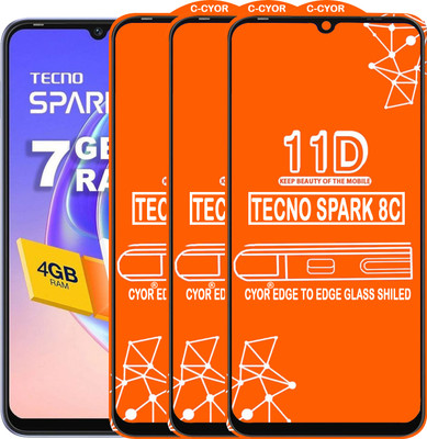 CYOR Edge To Edge Tempered Glass for TECNO SPARK 8C(Pack of 3)