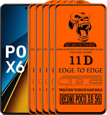 TWIGLO Edge To Edge Tempered Glass for REDMI POCO X6 5G(Pack of 5)