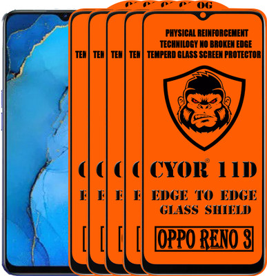 CYOR Edge To Edge Tempered Glass for OPPO RENO 3(Pack of 5)