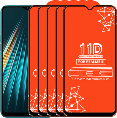 Roxel Edge To Edge Tempered Glass for Realme 5I(Pack of 5)