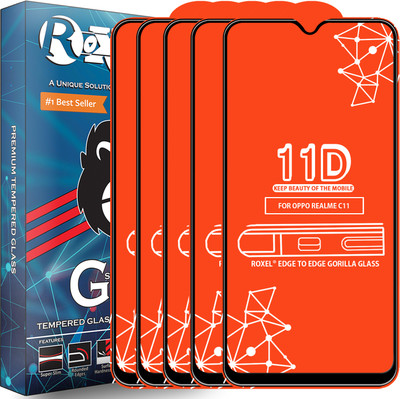 Roxel Edge To Edge Tempered Glass for Realme C11(Pack of 5)