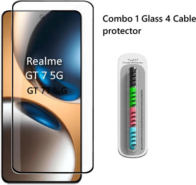 Bodoma Edge To Edge Tempered Glass for Realme GT 7 /Realme GT 7 5G (4 Cable Protector)(Pack of 1)