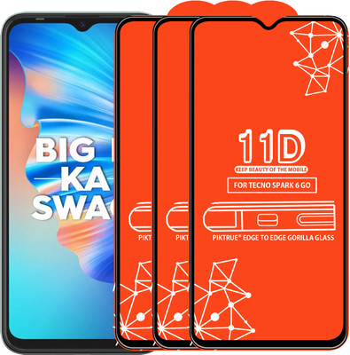 PikTrue Edge To Edge Tempered Glass for TECNO SPARK 6 GO(Pack of 3)