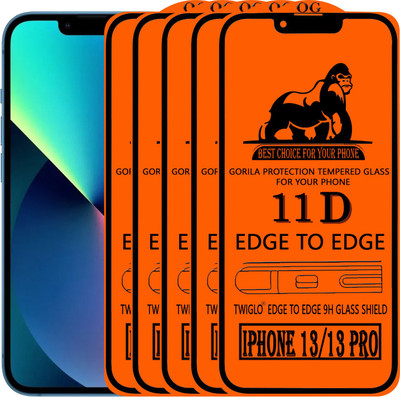 TWIGLO Edge To Edge Tempered Glass for apple IPHONE 13 PRO MAX(Pack of 5)