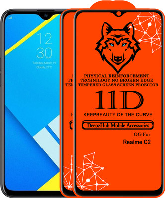 DeepzHub Edge To Edge Tempered Glass for Realme C2(Pack of 2)