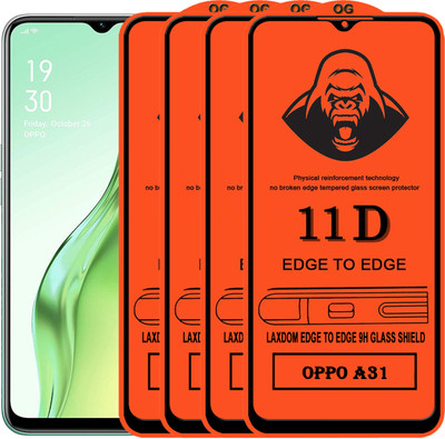 Laxdom Edge To Edge Tempered Glass for OPPO A31(Pack of 4)
