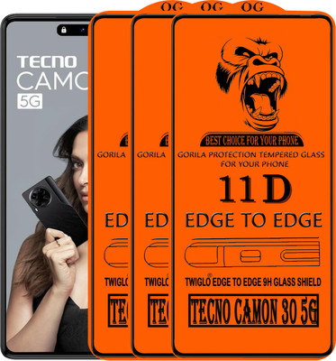 TWIGLO Edge To Edge Tempered Glass for TECNO CAMON 30 5G(Pack of 3)