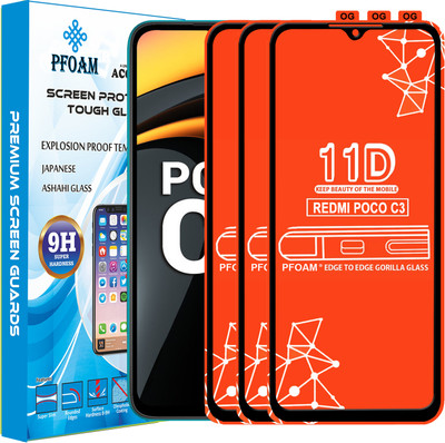 PFOAM Edge To Edge Tempered Glass for POCO C3(Pack of 3)