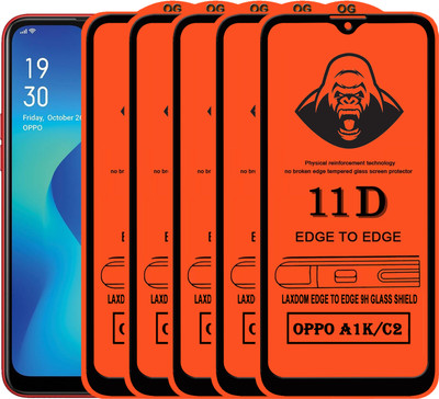 Laxdom Edge To Edge Tempered Glass for OPPO A1K(Pack of 5)