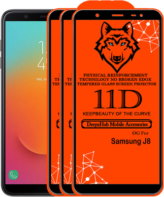 DeepzHub Edge To Edge Tempered Glass for Samsung Galaxy J8(Pack of 3)
