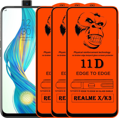 TOPTEMPER Edge To Edge Tempered Glass for Realme X(Pack of 3)