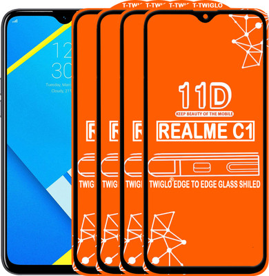 TWIGLO Edge To Edge Tempered Glass for Realme C1(Pack of 4)