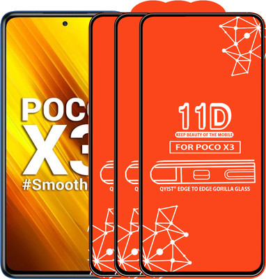 Qyist Edge To Edge Tempered Glass for Poco X3(Pack of 3)