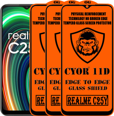 CYOR Edge To Edge Tempered Glass for REALME C25Y(Pack of 3)