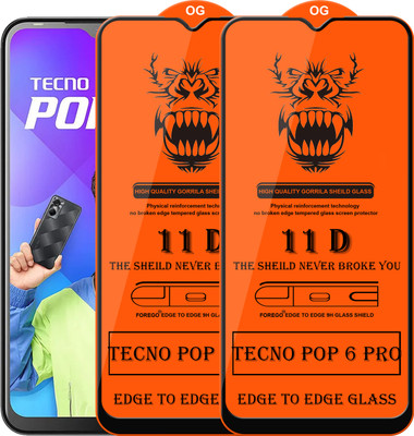 Forego Edge To Edge Tempered Glass for Tecno Pop 6 Pro(Pack of 2)