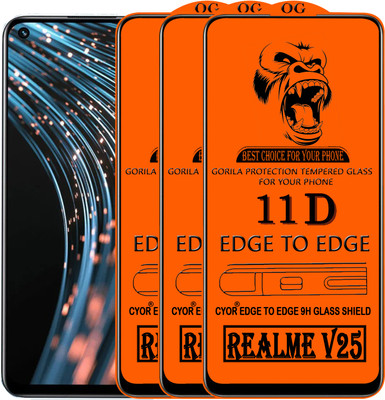 CYOR Edge To Edge Tempered Glass for REALME V25(Pack of 3)
