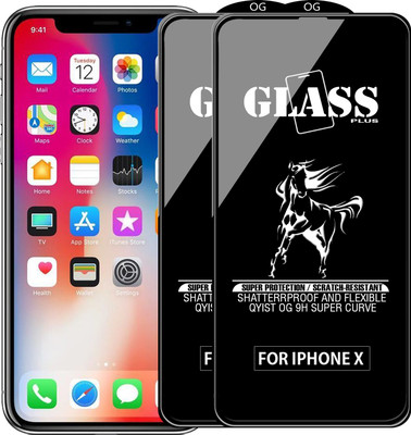 Qyist Edge To Edge Tempered Glass for Apple iPhone X(Pack of 2)