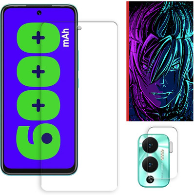 ARBAN Edge To Edge Tempered Glass for Infinix Hot 12 Play 4G Tempered Glass Screen Protector | Anti-Scratch | Edge to Edge Full Coverage | 9H Hardness (1 FRONT SCREEN GUARD + 1 CAMERA LENS PROTECTOR + 1 FREE BACK EMBOSSED SKIN002)(Pack of 1)