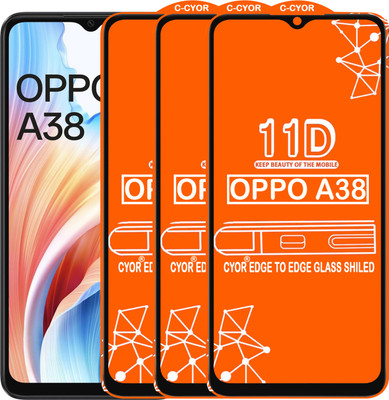 CYOR Edge To Edge Tempered Glass for OPPO A38(Pack of 3)