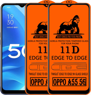 TWIGLO Edge To Edge Tempered Glass for OPPO A55 5G(Pack of 2)