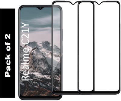 RichCell Edge To Edge Tempered Glass for Realme C21Y(Pack of 2)