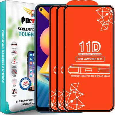 PikTrue Edge To Edge Tempered Glass for Samsung Galaxy M11(Pack of 3)
