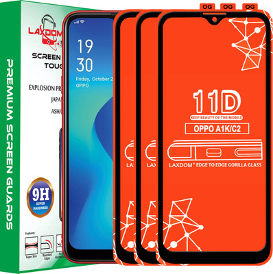 Laxdom Edge To Edge Tempered Glass for OPPO A1K(Pack of 3)
