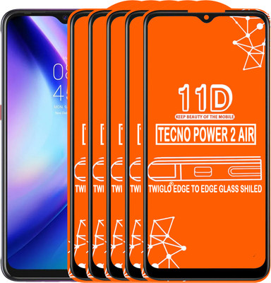 TWIGLO Edge To Edge Tempered Glass for TECNO POWER 2 AIR(Pack of 5)