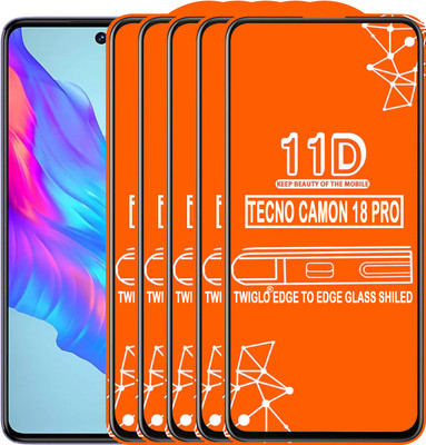 TWIGLO Edge To Edge Tempered Glass for TECNO CAMON 18 PRO(Pack of 5)