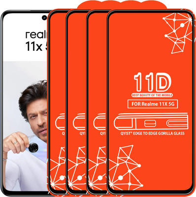 Qyist Edge To Edge Tempered Glass for Realme 11X 5G(Pack of 4)