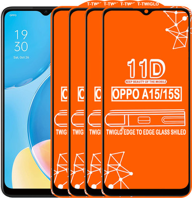 TWIGLO Edge To Edge Tempered Glass for OPPO A15S(Pack of 4)