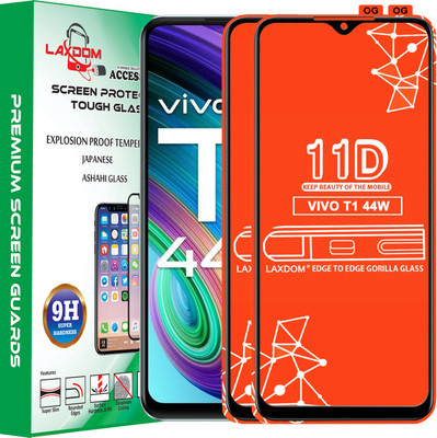 Laxdom Edge To Edge Tempered Glass for VIVO T1 44W(Pack of 2)
