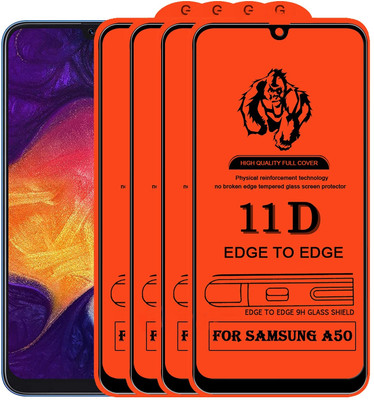 9H Edge To Edge Tempered Glass for Samsung Galaxy A50(Edge-to-Edge Full Screen Coverage with Easy Installation Kit (Anti-Scratch)-11D-Pack of 4)(Pack of 4)