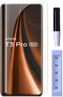 OneTech Edge To Edge Tempered Glass for Vivo T3 Pro 5G 9H Hardness, UV Screen Protector(Pack of 1)