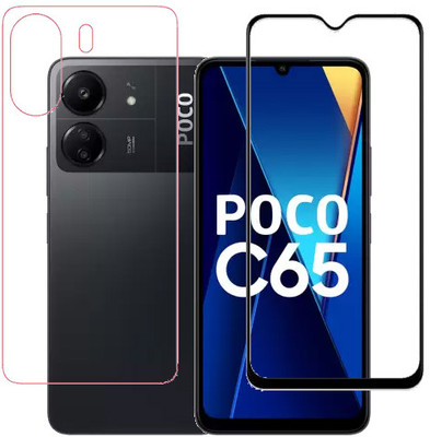 HOBBYTRONICS Front and Back Tempered Glass for Poco C65(Pack of 1)
