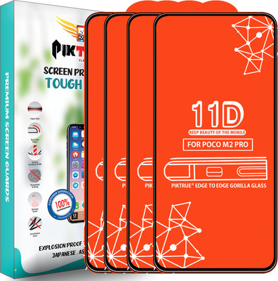 PikTrue Edge To Edge Tempered Glass for Poco M2 Pro(Pack of 4)
