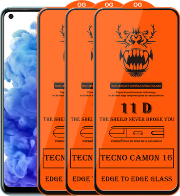 Forego Edge To Edge Tempered Glass for Tecno Camon 16(Pack of 3)