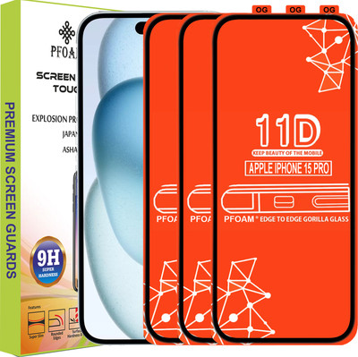 PFOAM Edge To Edge Tempered Glass for APPLE IPHONE 15 PRO(Pack of 3)