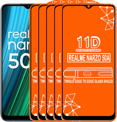 TWIGLO Edge To Edge Tempered Glass for REALME NARZO 50A(Pack of 5)