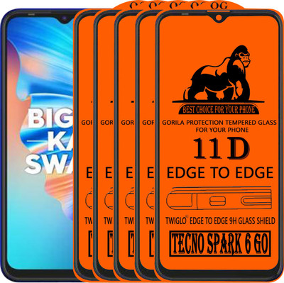 TWIGLO Edge To Edge Tempered Glass for TECNO SPARK 6 GO(Pack of 5)