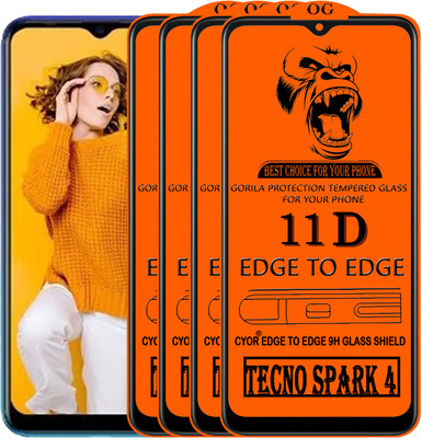 CYOR Edge To Edge Tempered Glass for TECNO SPARK 4(Pack of 4)