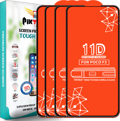 PikTrue Edge To Edge Tempered Glass for Poco F3(Pack of 4)