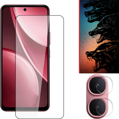 SOMTONE Edge To Edge Tempered Glass for vivo Y31 5G Tempered Glass Screen Protector | Anti-Scratch | Edge to Edge Full Coverage | 9H Hardness ( 1 FRONT SCREEN GUARD + 1 CAMERA LENS PROTECTOR + 1 FREE BACK EMBOSSED SKIN026 )(Pack of 1)