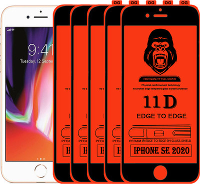 Laxdom Edge To Edge Tempered Glass for APPLE IPHONE SE 2020(Pack of 5)