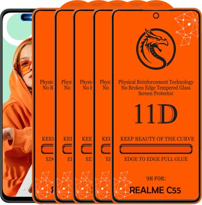 Pidgeot Edge To Edge Tempered Glass for Realme C55 4G(Pack of 5)