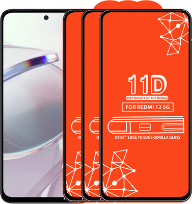 Qyist Edge To Edge Tempered Glass for Redmi 12 5G(Pack of 3)
