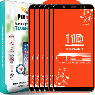 PikTrue Edge To Edge Tempered Glass for Samsung Galaxy J8(Pack of 6)