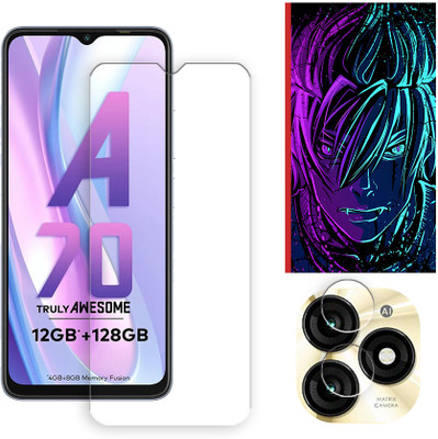 ARBAN Edge To Edge Tempered Glass for itel A70 4G Tempered Glass Screen Protector | Anti-Scratch | Edge to Edge Full Coverage | 9H Hardness (1 FRONT SCREEN GUARD + 1 CAMERA LENS PROTECTOR + 1 FREE BACK EMBOSSED SKIN002)(Pack of 1)